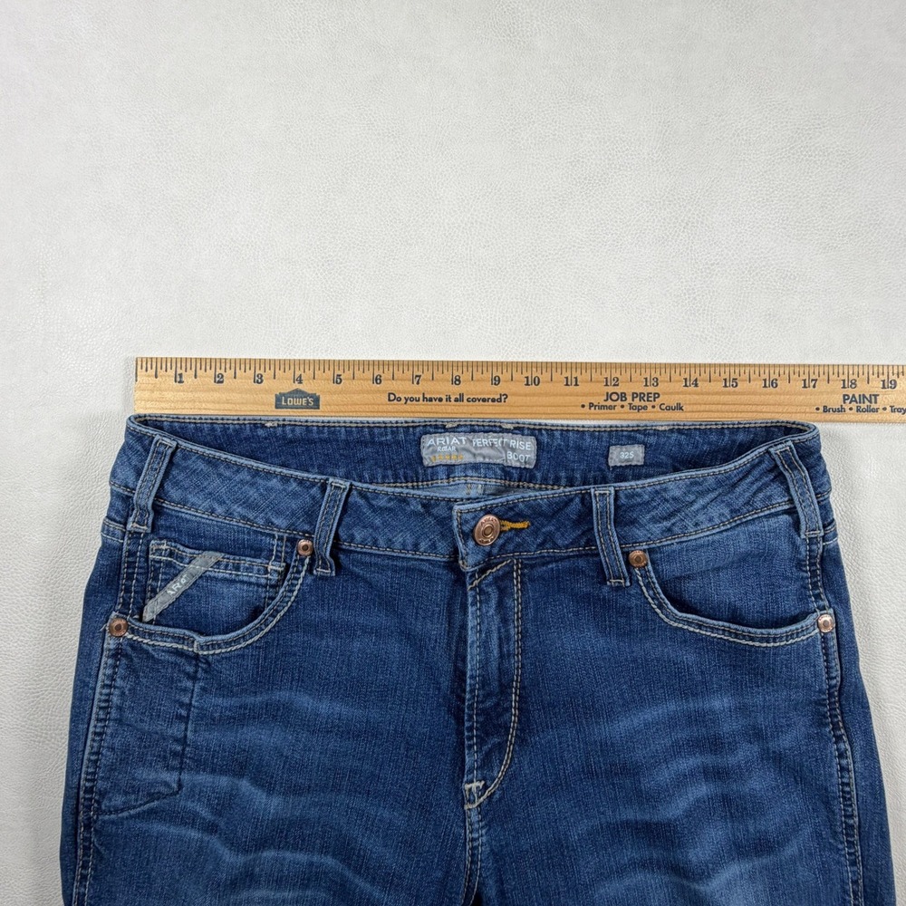 Ariat Rebar Riveter Bootcut Jeans Womens 32 Malibu Blue Perfect Rise Western - Picture 3 of 15